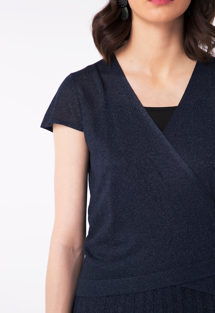Shiny Wrap Knitted Top
