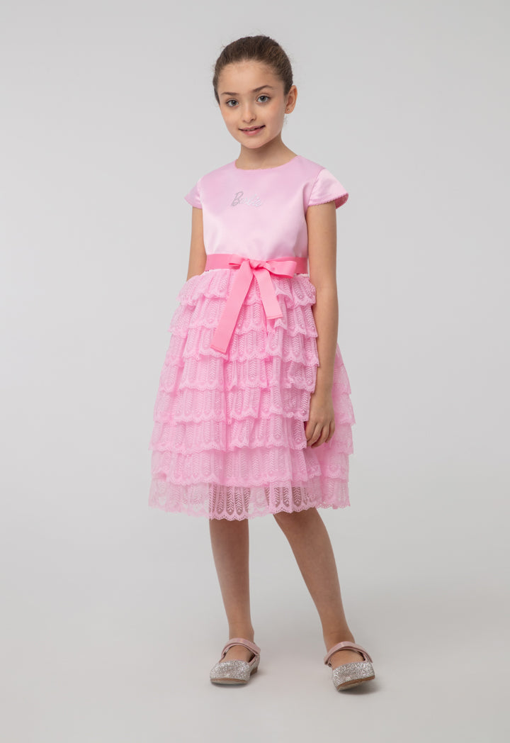 Barbie Layer Ruffle Lace Fabric Embellish Dress