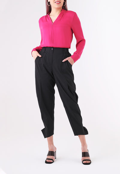 Elastic Back Waist Peg Leg Trouser