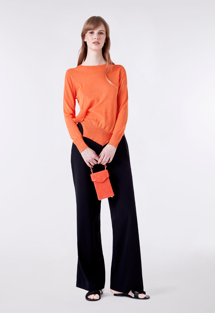 Orange Long Sleeve Knit Top