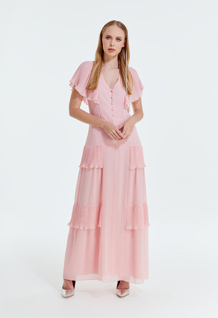 Electric Pleated Trim Dress