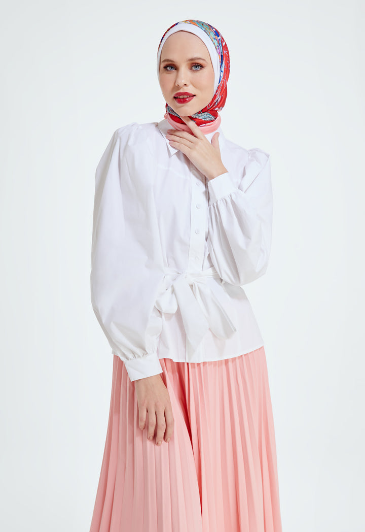 Belted White Shirt