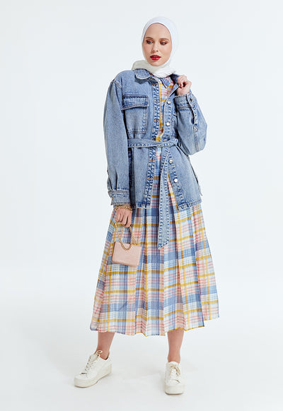 Box Pleated Checkered Skirt