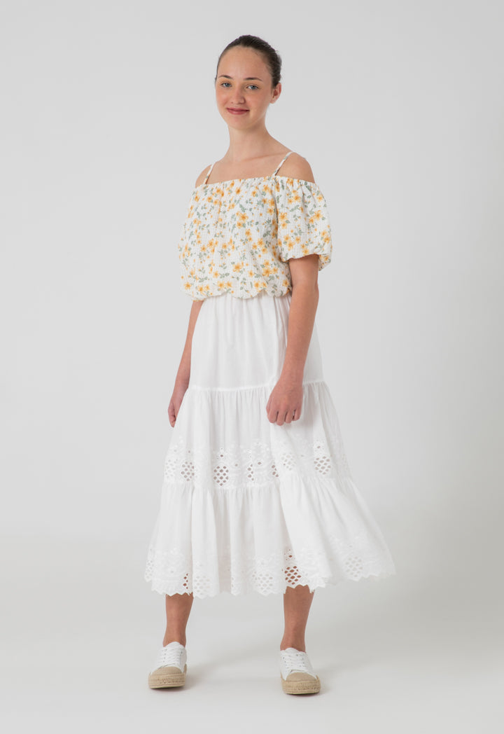 Elasticated Hem Cold Shoulder Blouse