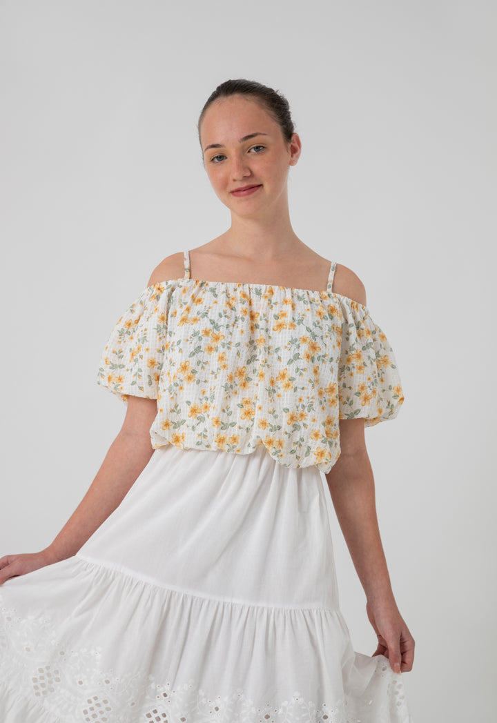 Elasticated Hem Cold Shoulder Blouse