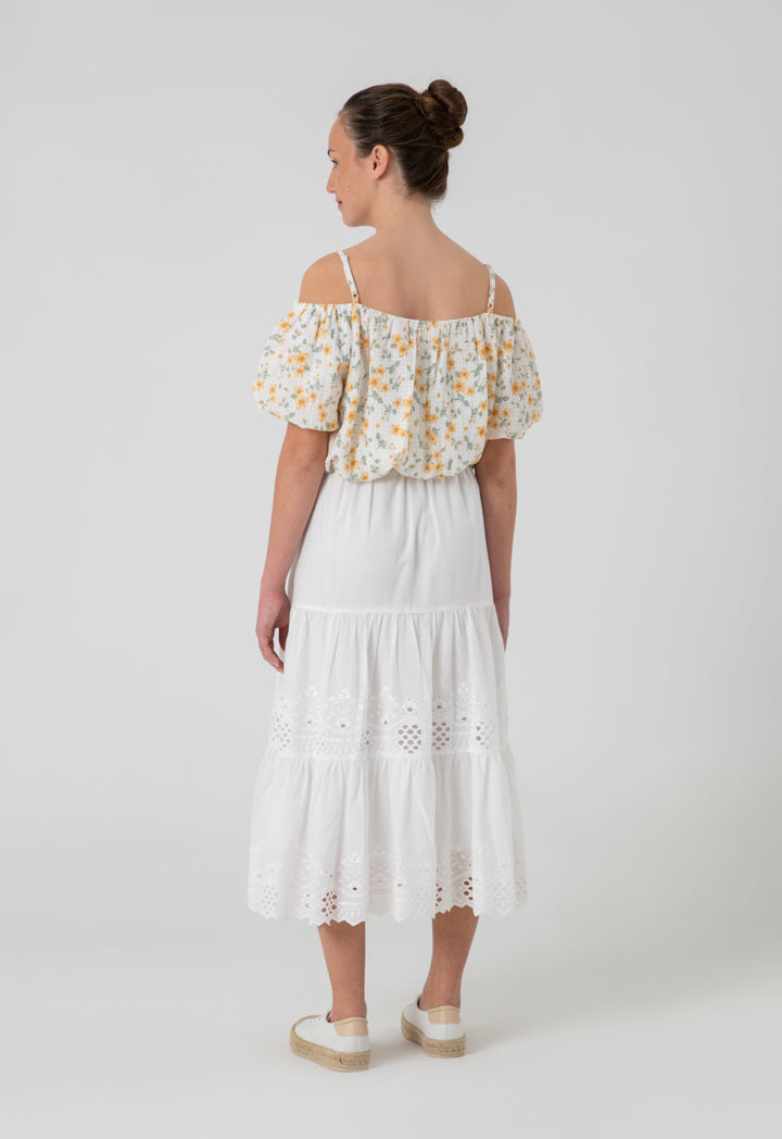 Elasticated Hem Cold Shoulder Blouse