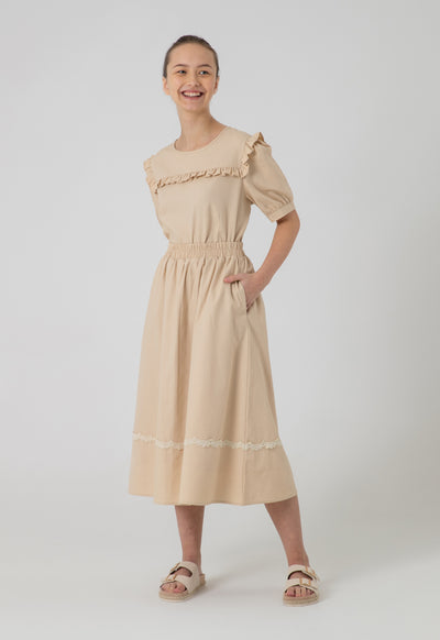 Solid Ruffled Square Yoke Blouse