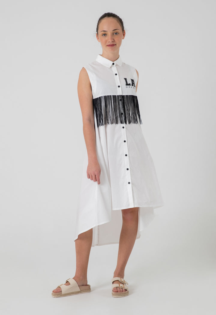 Fringes Yoke Sleeveless Dress