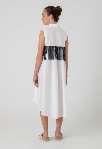 Fringes Yoke Sleeveless Dress