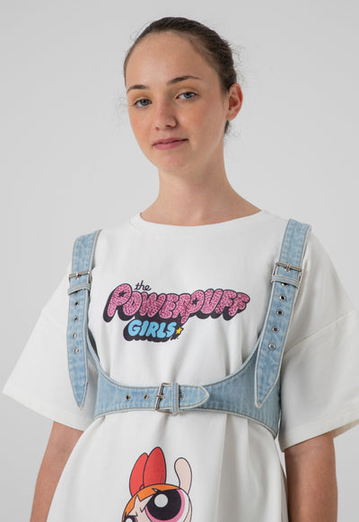 Denim Push Up Bust Harness Strap Corset