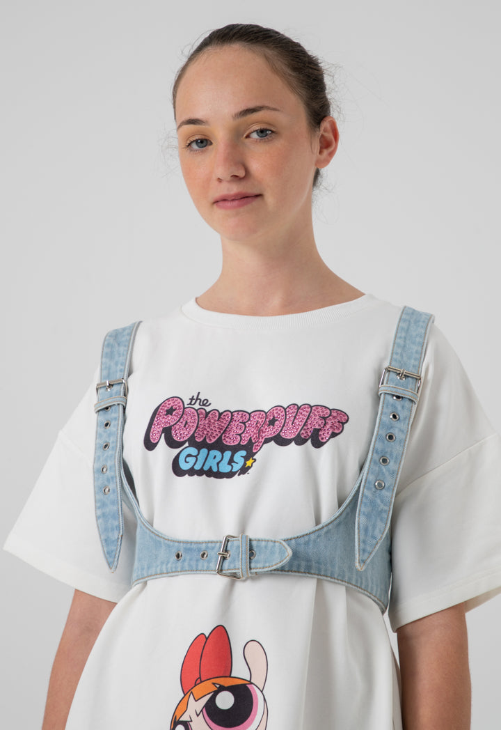 Denim Push Up Bust Harness Strap Corset