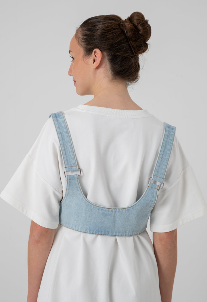 Denim Push Up Bust Harness Strap Corset