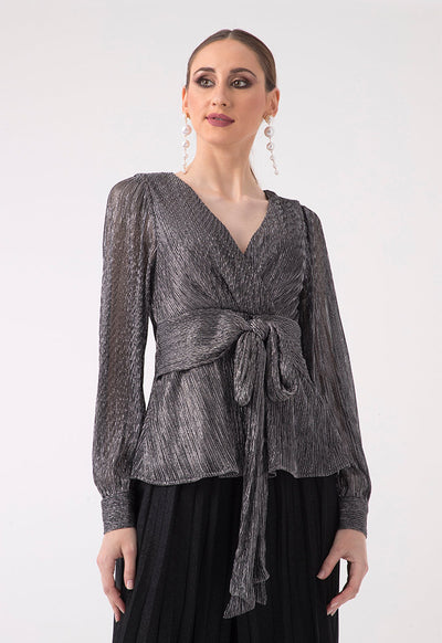 Pleated Metallic Top