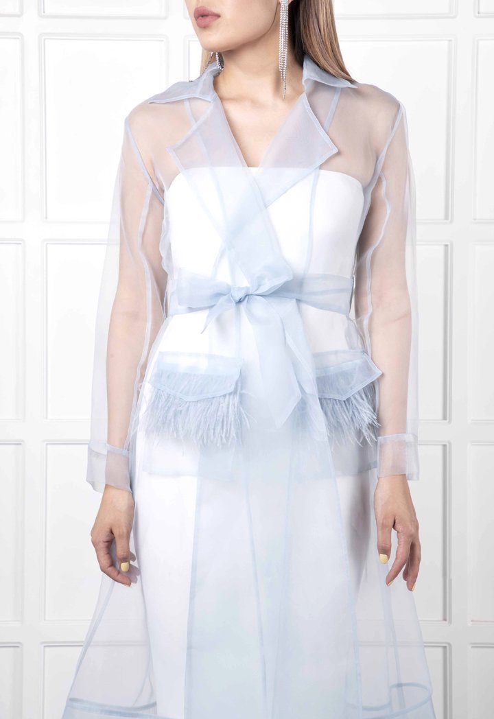 Notched Lapel Organza Outerwear