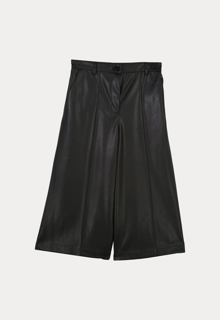 Faux Leather Wide Leg Culottes