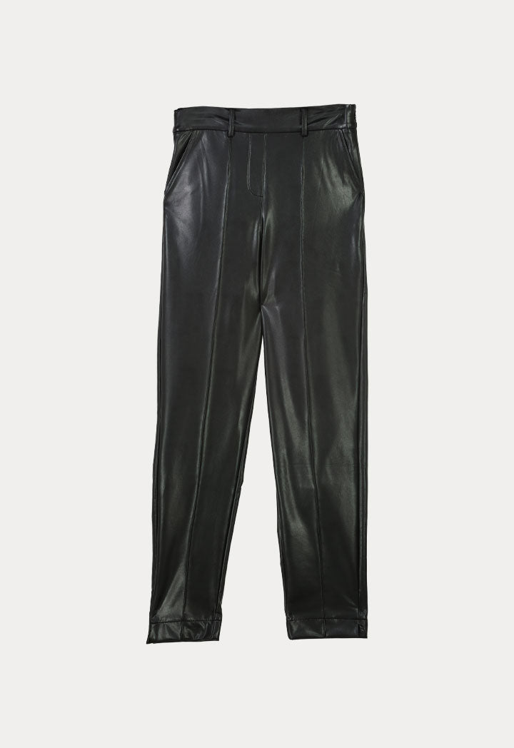Pu Pin Tuck Skinny Trouser
