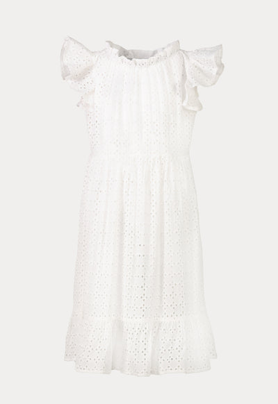 Schiffli Butterfly Frill Trim Eyelet Dress