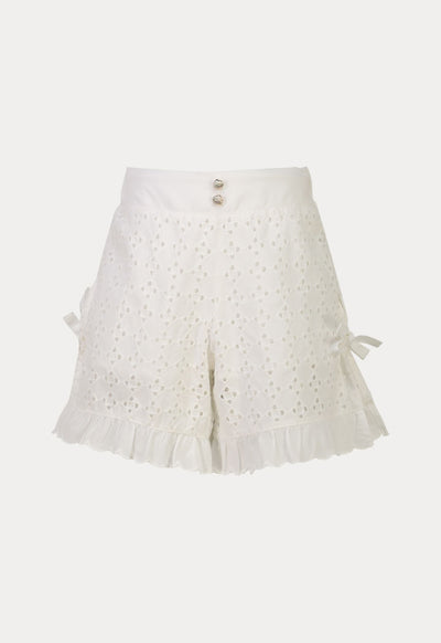 Schiffli Ruffle Diamond Pattern Shorts