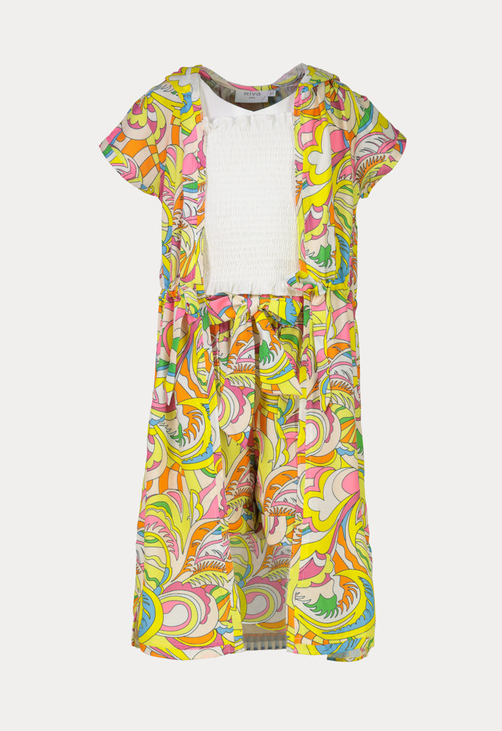 Printed Smoking Hoodie Drawstring Dress Set
