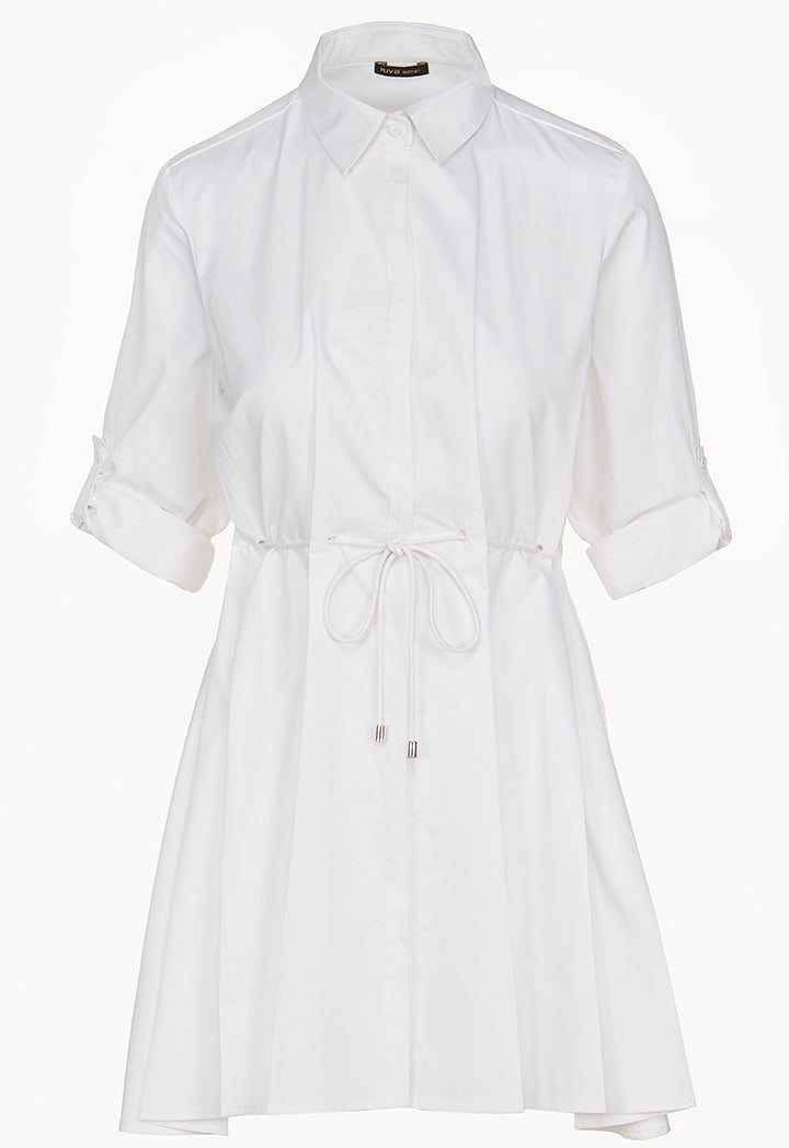 White Pleated Hem Shirt