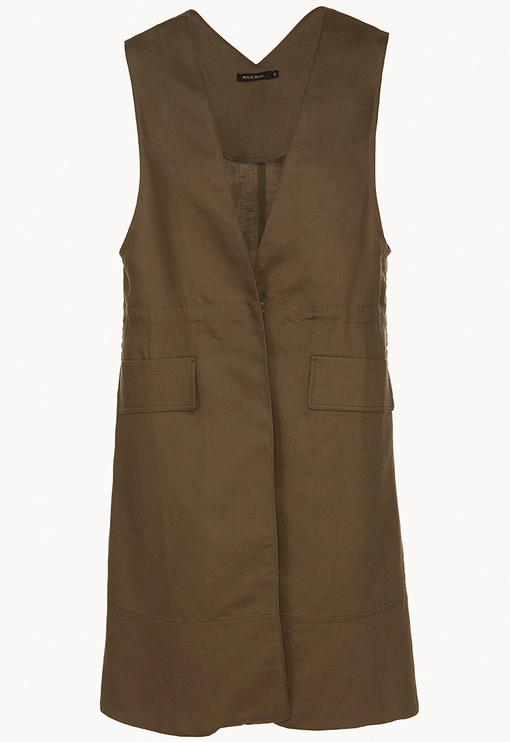 Long Basic Pocketed Gilet