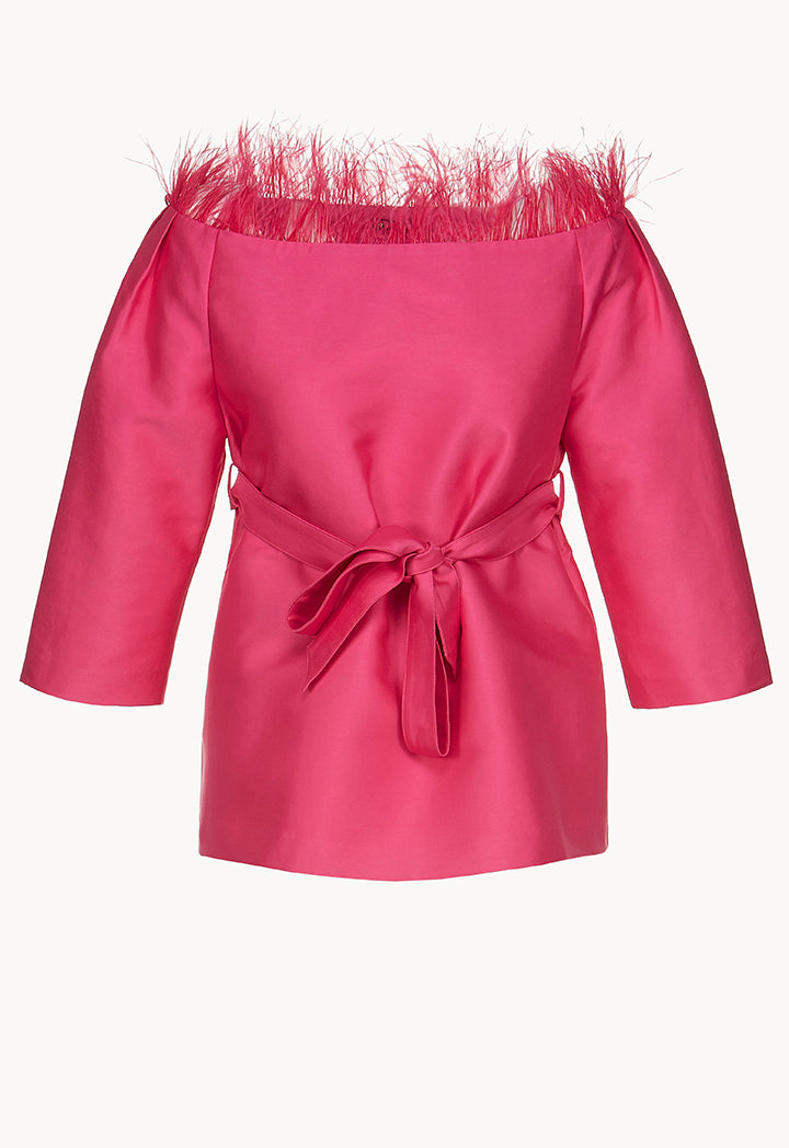 Feather Trim Blouse