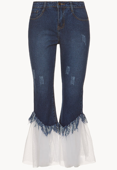 Net Hem Tassel Jeans