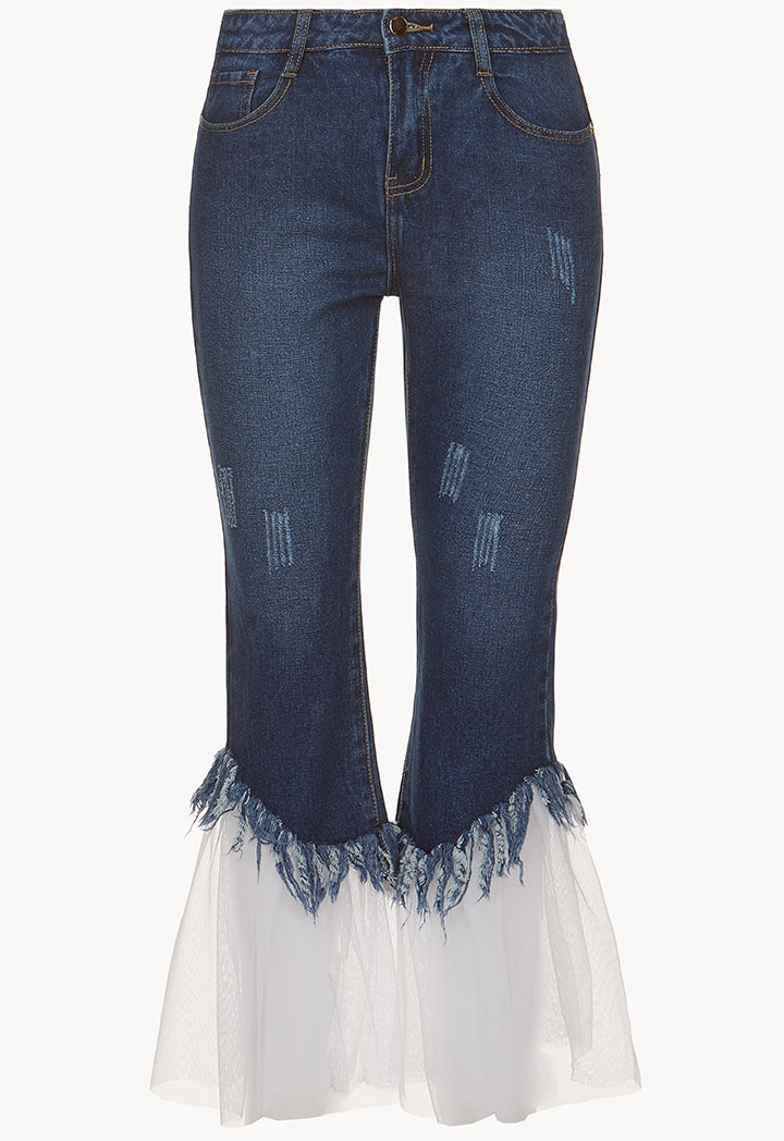 Net Hem Tassel Jeans