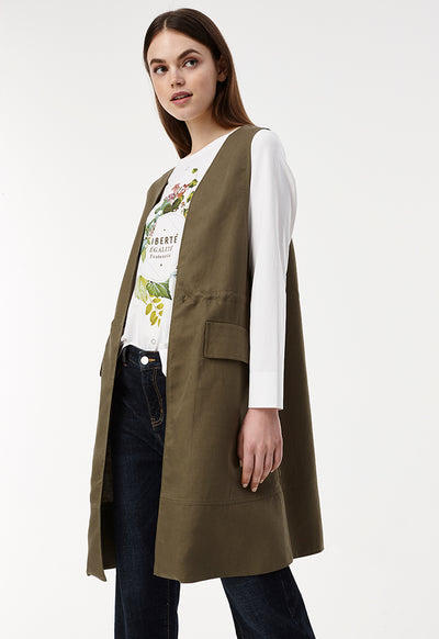 Long Basic Pocketed Gilet