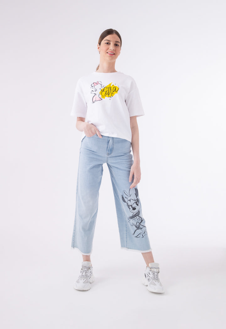 Minnie Mouse Frayed Hem Denim Jeans