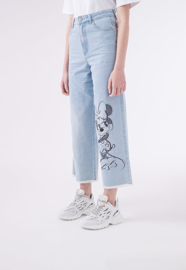 Minnie Mouse Frayed Hem Denim Jeans