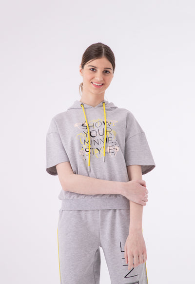 Minnie Mouse Hoodie Ribbed Hem Blouse