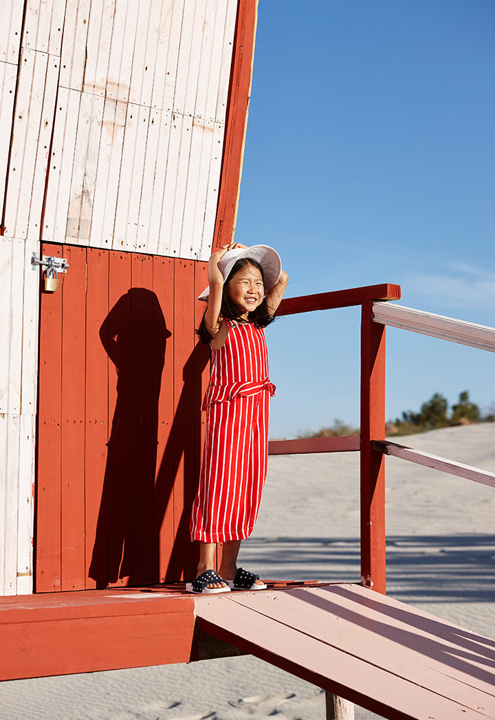 Striped Frill Lace Jumpsuit